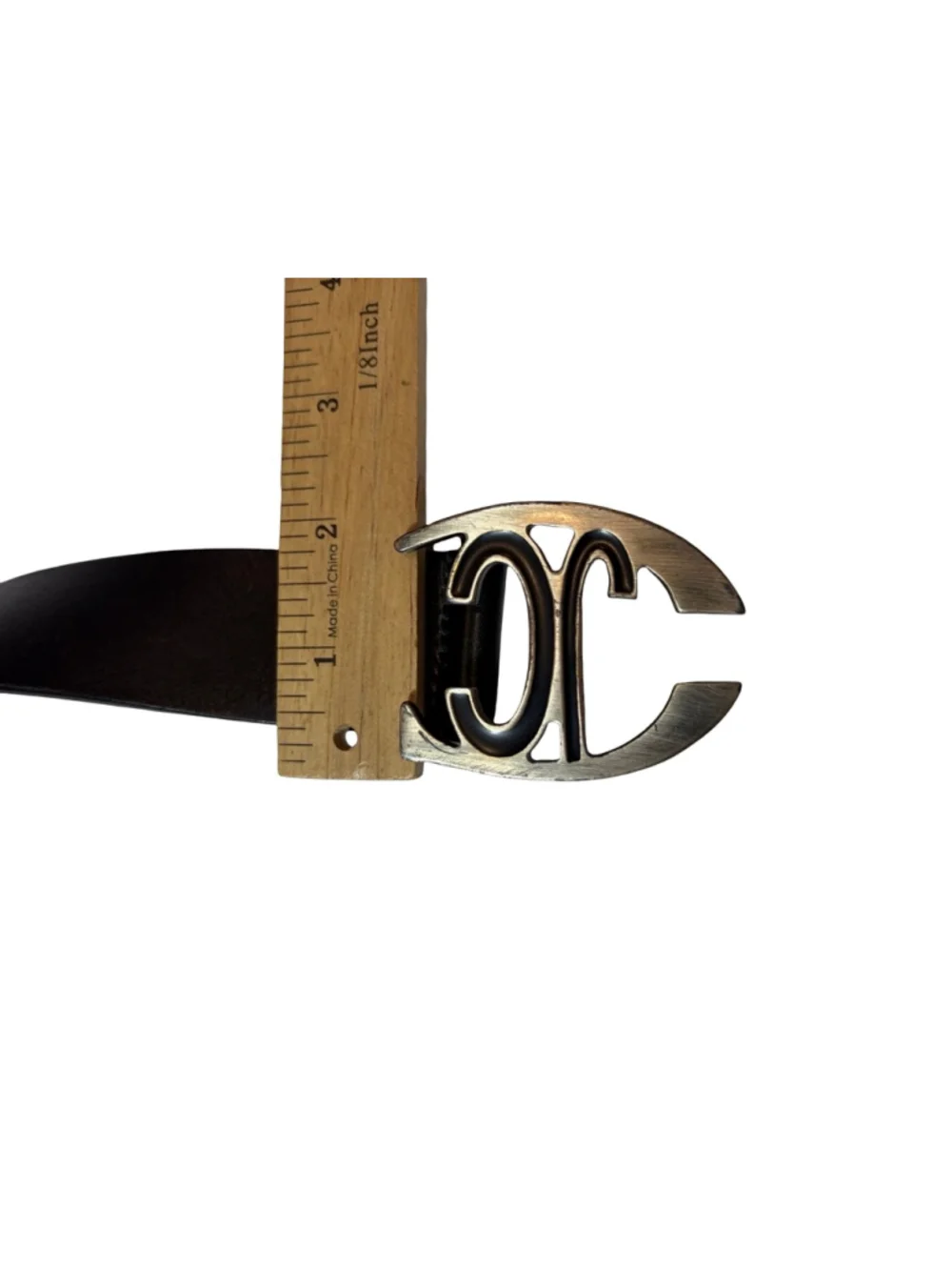 Just Cavalli Black Leather Belt Size 100 Made Italy Logo Buckle Y2K
